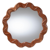 bali & pari Bahati Round Wall Mirror with Sculpted Wavy Frame - Decorative Accent Mirror for Entryway, Bedroom, or Living Room